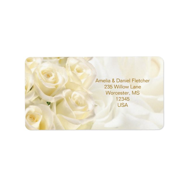 Étiquette de adresse rose crème blanche (Devant)