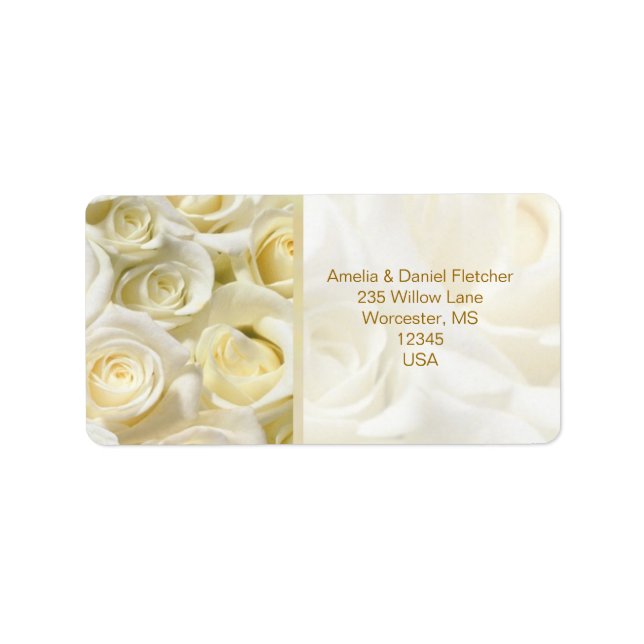 Étiquette de adresse rose crème blanche (Devant)