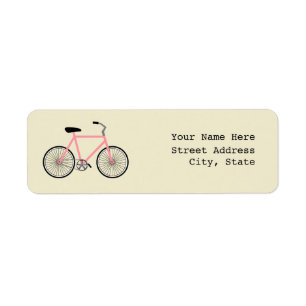 Étiquette de adresse rose de bicyclette