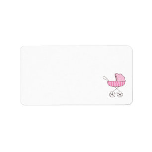 Étiquette de adresse rose de blanc de poussette d