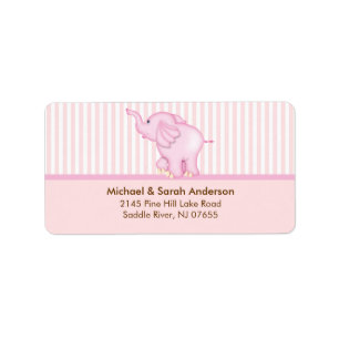 Étiquette de adresse rose doux d'éléphant de b
