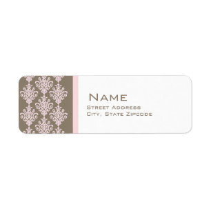 Étiquette de adresse rose et Brown de retour de