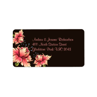 Étiquette de adresse rose et noir