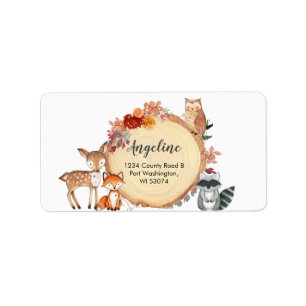 Étiquette de adresse Rustic Woodland Animaux