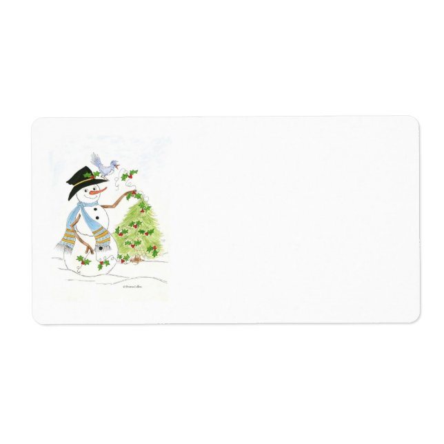 Étiquette de adresse Snowman et Bluebird (Devant)