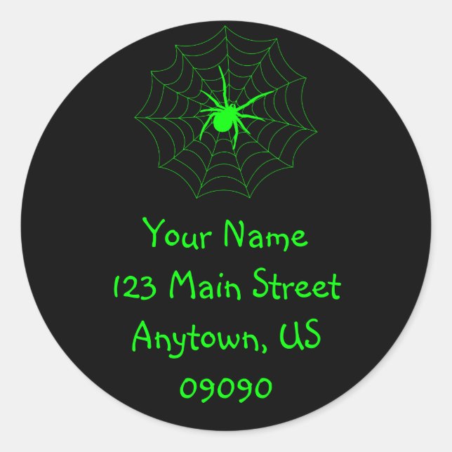 Étiquette de adresse Spiderweb (Vert / Noir) (Devant)