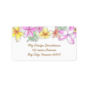 Étiquette de adresse tropical de Lei, fleurs de