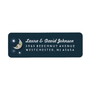 Étiquette de adresse turquoise Gold & White Moon &