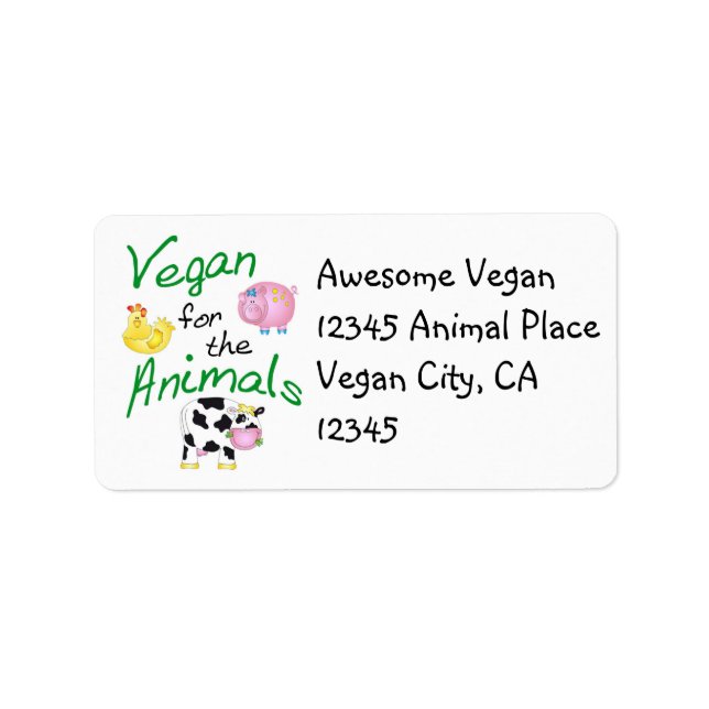 Étiquette de adresse végétal avec animaux (Devant)