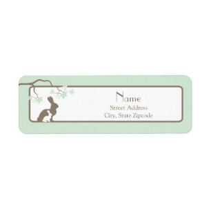 Étiquette de adresse vert de lapin de mère et de