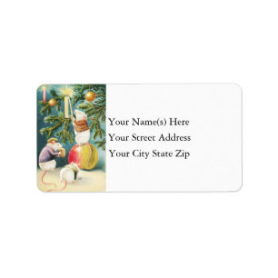Étiquette de adresse Vintage Christmas Mice