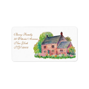 Étiquette de adresse vintage de cottage