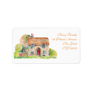 Étiquette de adresse vintage de cottage