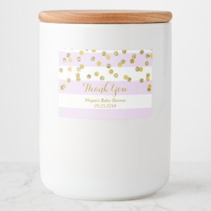Étiquette de Baby shower Confetti en or Purple Str