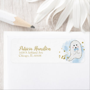 Étiquette de Baby Shower Halloween pour Bébé Fantô