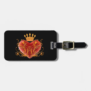 Étiquette de bagage à coeur en filigrane de couron