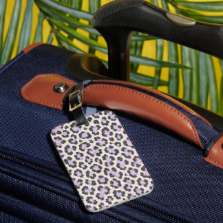 Étiquette de bagage à imprimé léopard violet