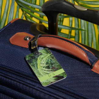 Étiquette de bagage à monogramme élégant et feuill
