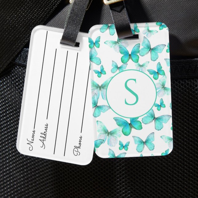Étiquette de bagage à monogramme personnalisé Papi (Créateur téléchargé)