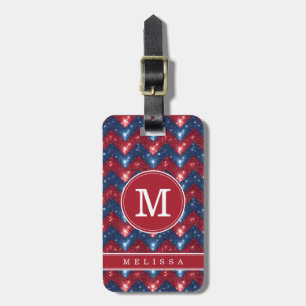 Étiquette de bagage à motif Chevron patriotique