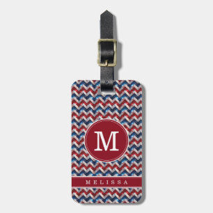 Étiquette de bagage à motif Chevron patriotique
