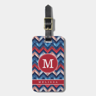 Étiquette de bagage à motif chevron patriotique