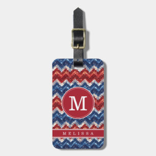Étiquette de bagage à motif Chevron patriotique