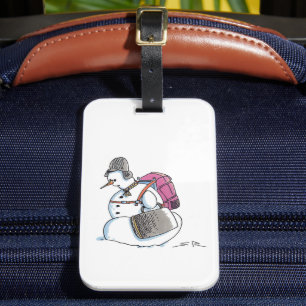 Étiquette de bagage Bonhomme de neige à dos