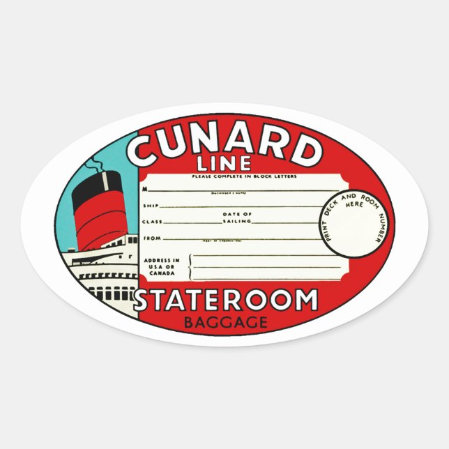 Étiquette de bagage de ligne Cunard (Devant)