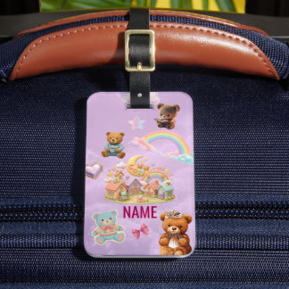 Étiquette de bagage lavande à l'esthétique Kawaii