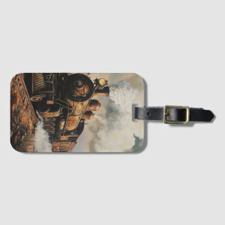 Étiquette de bagage Train à vapeur vintage