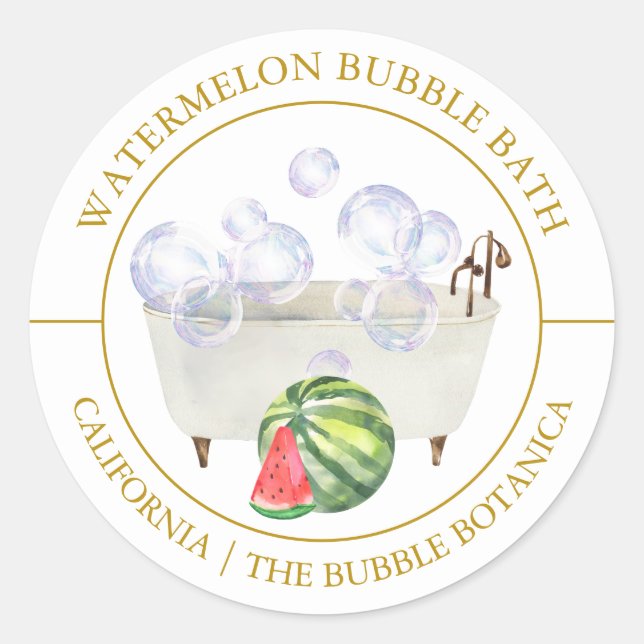 Étiquette de bain à bulle de pastèque (Devant)