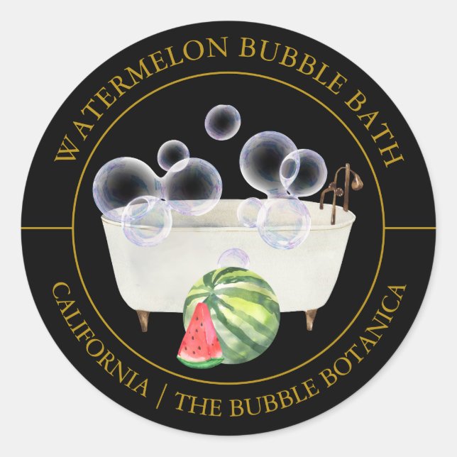 Étiquette de bain à bulle de pastèque (Devant)
