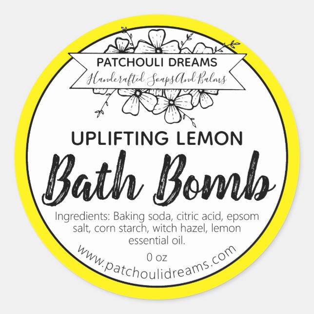 Étiquette de bain à citron personnalisable fait ma (Devant)