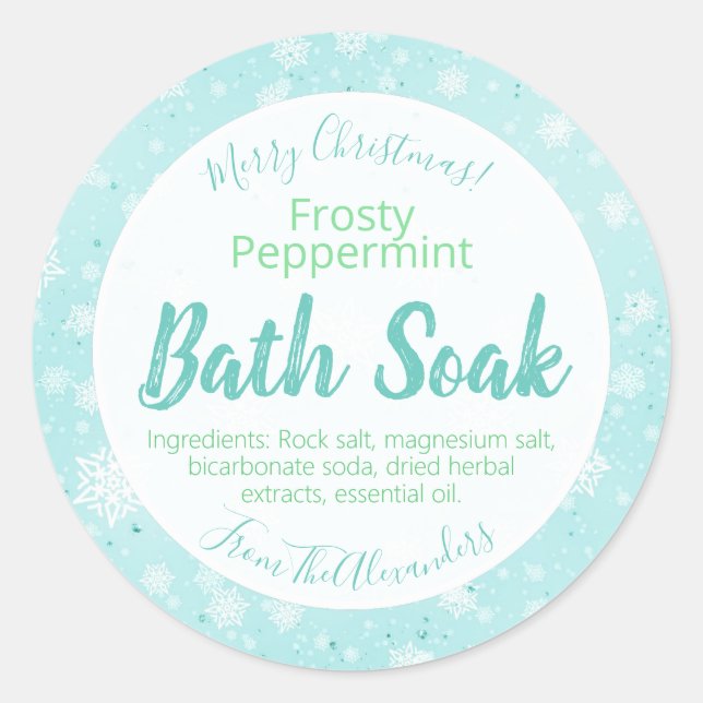Étiquette de bain à vapeur Snowflake Peppermenthe (Devant)