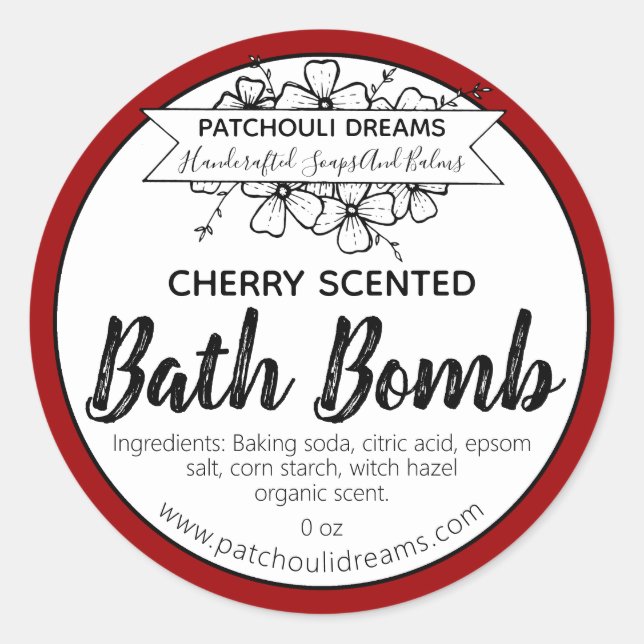 Étiquette de bain de cerise personnalisable fait m (Devant)