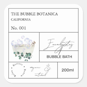 Étiquette de bain moussant à l'eucalyptus pour apo