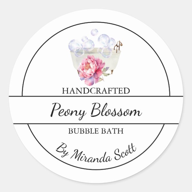 Étiquette de bain simple Peony fait maison (Devant)