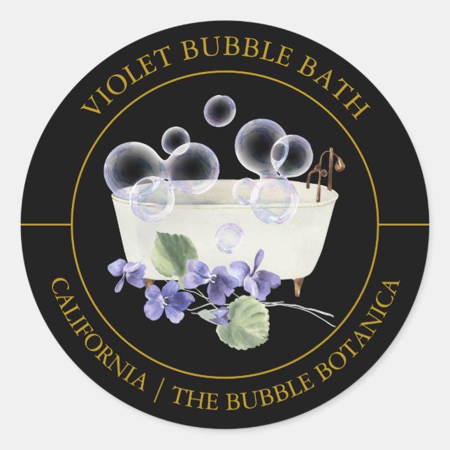 Étiquette de bain violet bulle (Devant)