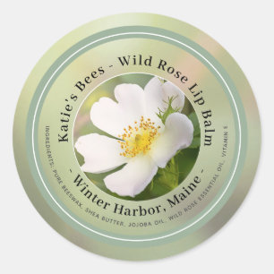 Étiquette de baume à lèvres avec Rose sauvage sur