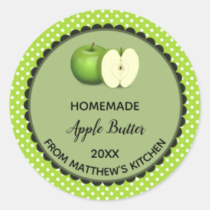 Étiquette de beurre de pomme à pois vert modifiabl