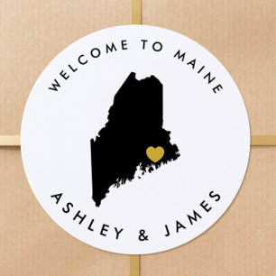 Étiquette de bienvenue du Mariage Maine Map
