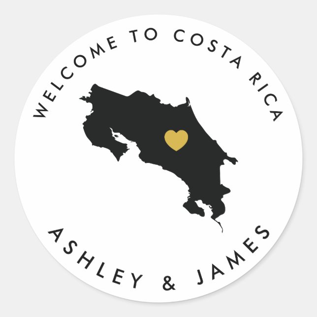 Étiquette de bienvenue Mariage Costa Rica, Noir d' (Devant)
