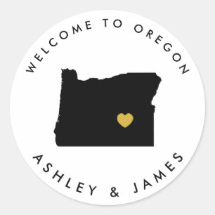 Étiquette de bienvenue Mariage Oregon, noir et or