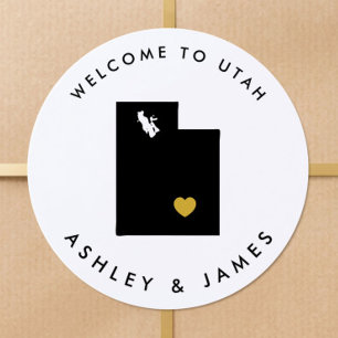 Étiquette de bienvenue Mariage Utah, or et noir