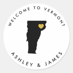 Étiquette de bienvenue Mariage Vermont, noir, or