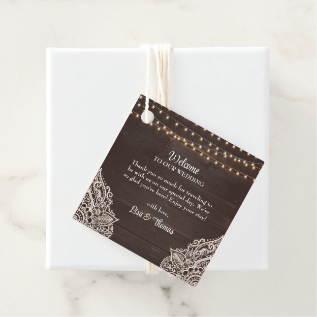 Étiquette de bienvenue pour cadeau de mariage Élég (En situation)