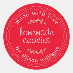 Étiquette de biscuits faits maison rouge rustique
