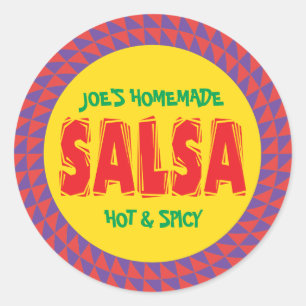 Étiquette de bocal à conserves coloré à la salsa m