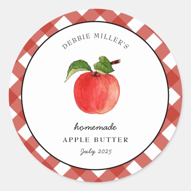 Étiquette de bocal de canne à beurre de pomme de s (Devant)